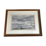 Aquarelle marine signed trannod wood frame