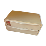 Bakelite white plastic vintage wall storage box with Flair origin label