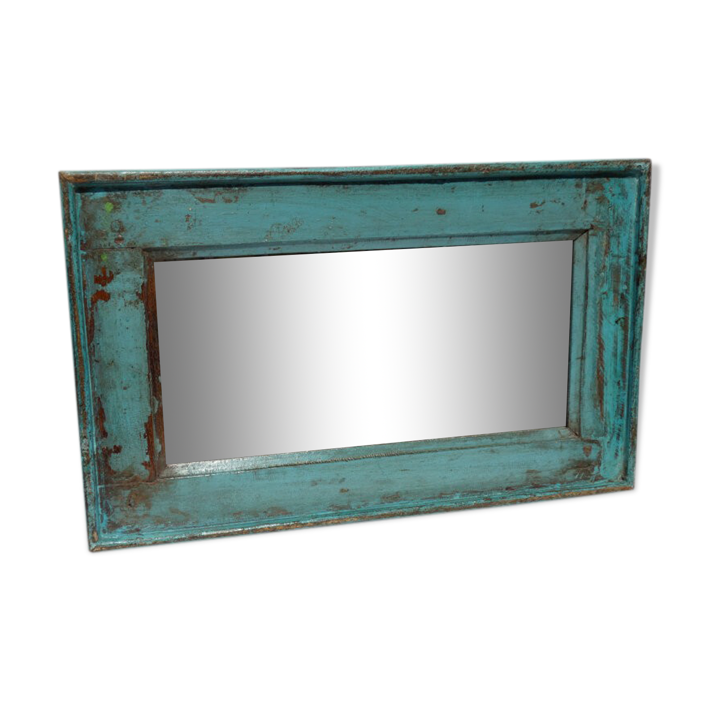 Mirror wood old teak patina blue 57x3x34cm 1