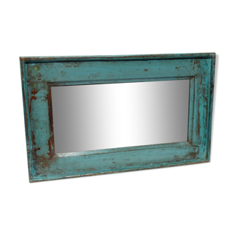 Miroir bois vieux teck patine bleue 57x3x34cm 1