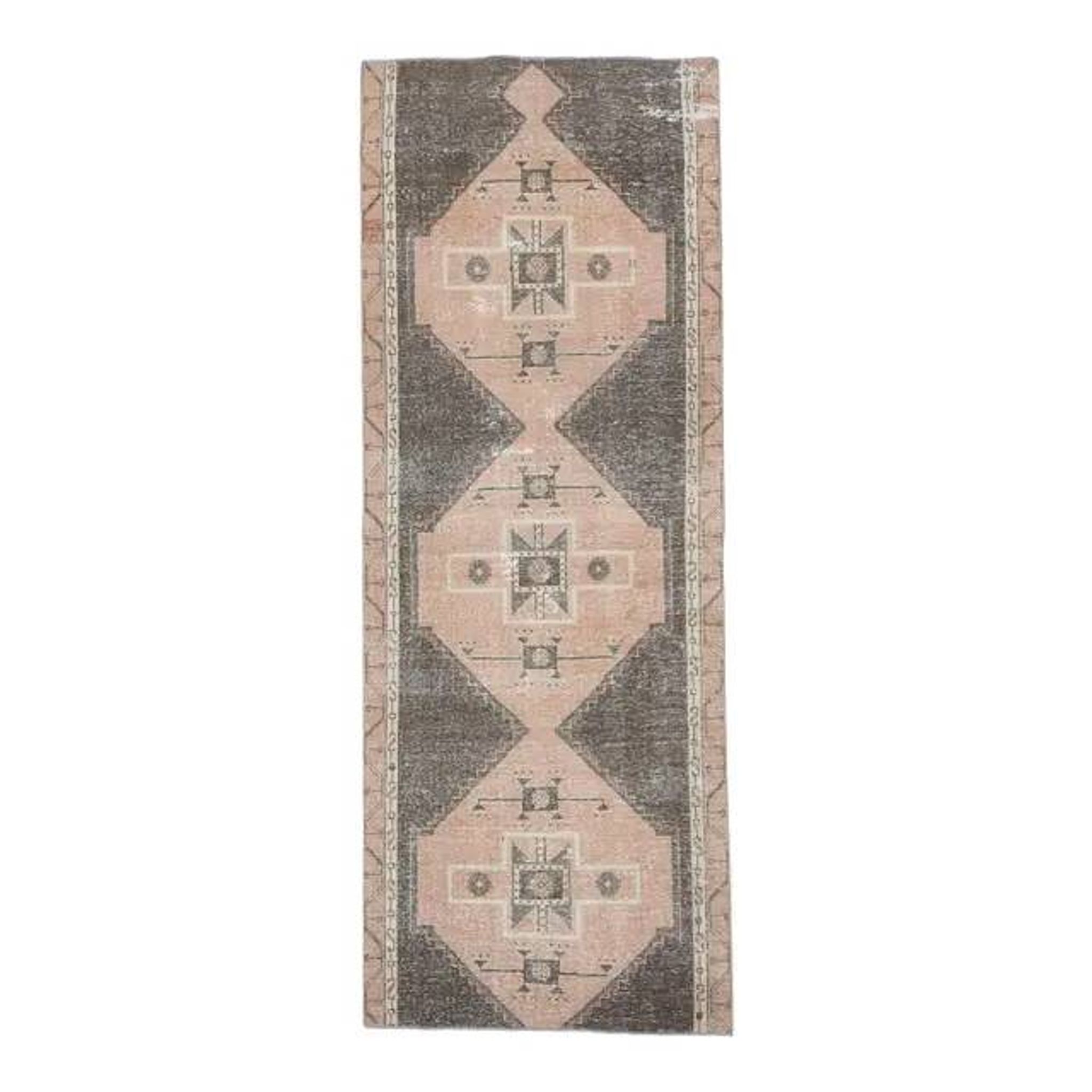 1970s Turkish Oushak Handmade Wool Cotton Brown Runner Rug 120x314