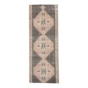 1970s Turkish Oushak Handmade Wool Cotton Brown Runner Rug 120x314