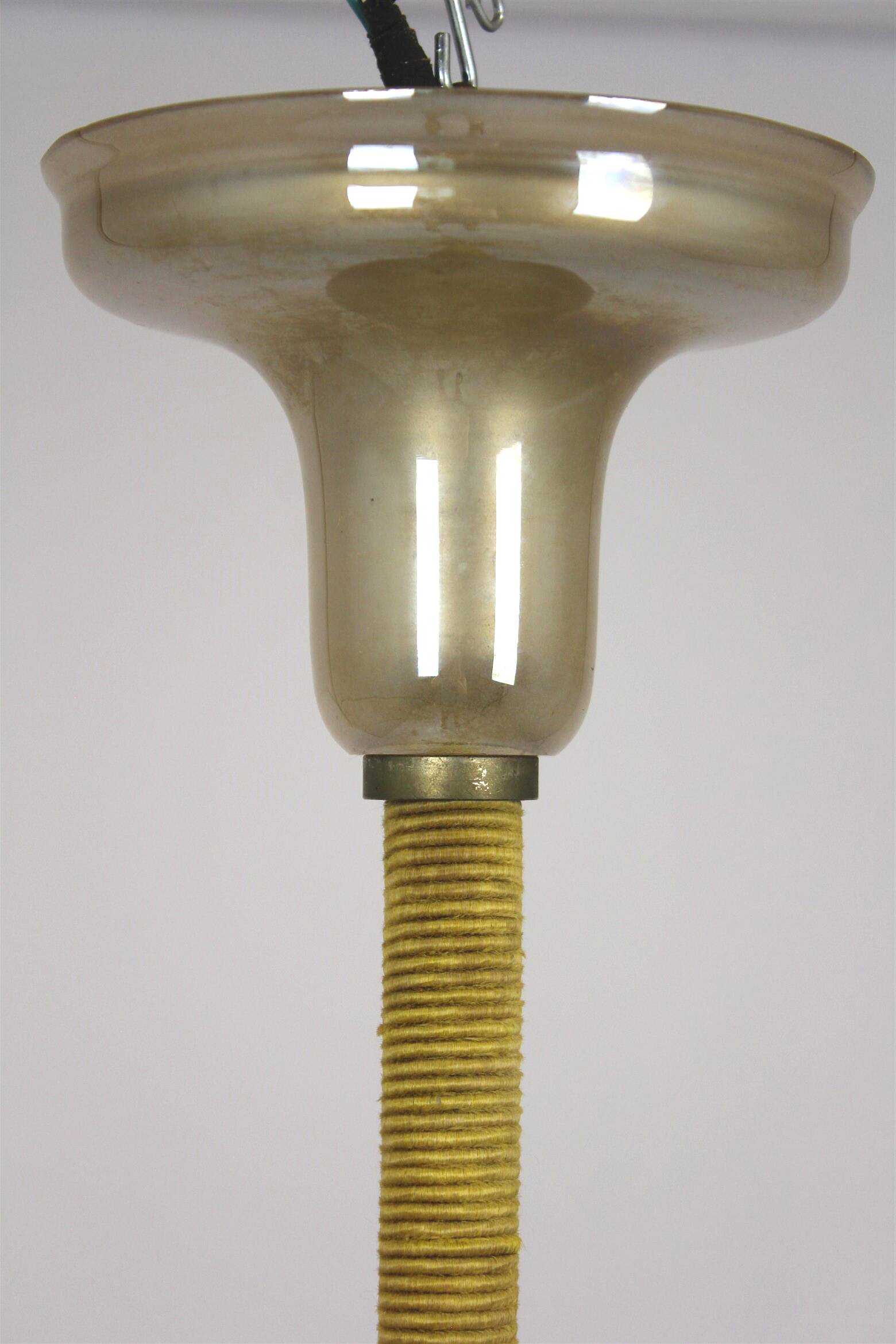 Tall art deco curved glass ceiling light from esc zukov, 1940s