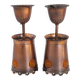 Pair of vintage 1970s brutalist suspensions in copper & orange plastic