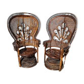 Armchair Emmanuelle rattan tinted brown