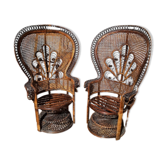 Armchair Emmanuelle rattan tinted brown