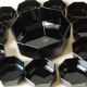 Dessert Set - Vintage Salad Bowl and Ramekins - Arcoroc Black Glass