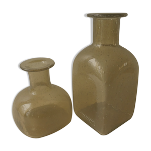 paire de vases bouteille en verre soufflé Bendor années 60