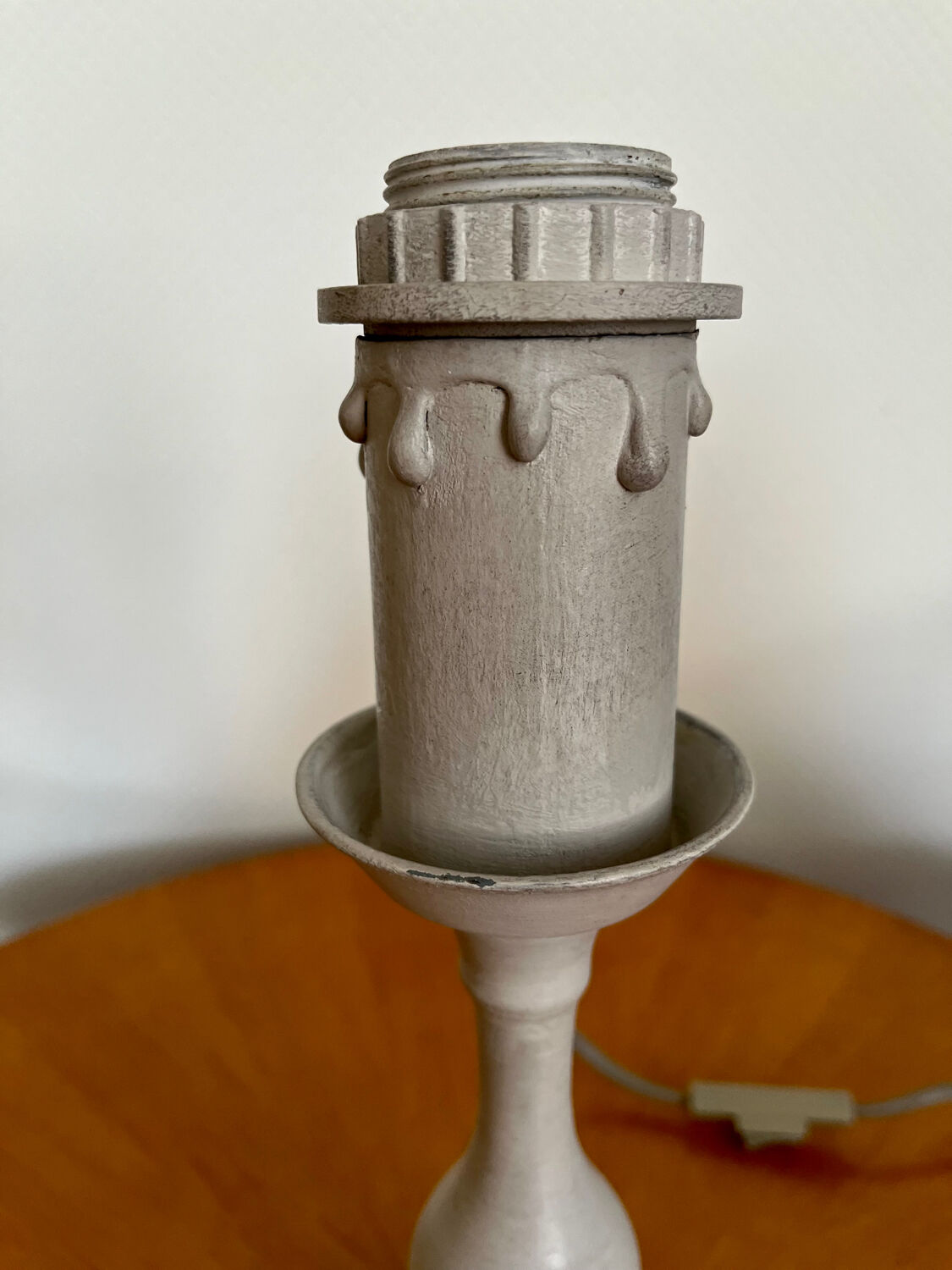 Gray patina pewter candle holder lamp base