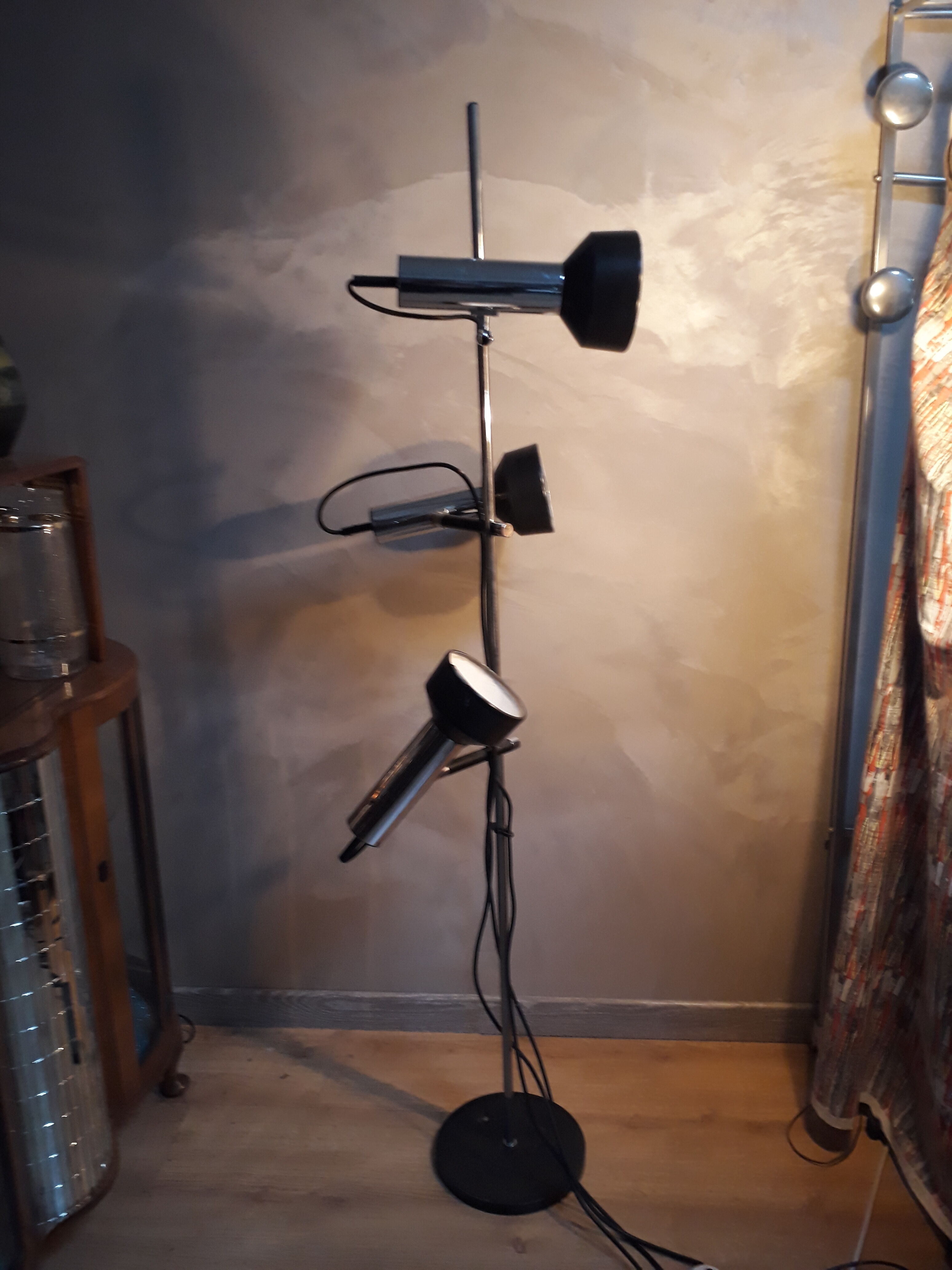 Floor lamp black and chrome 1970