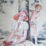 Gouache and watercolor drawing, 20th century, Signed