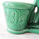 Old suede plant holder & cup clover in green earthenware
