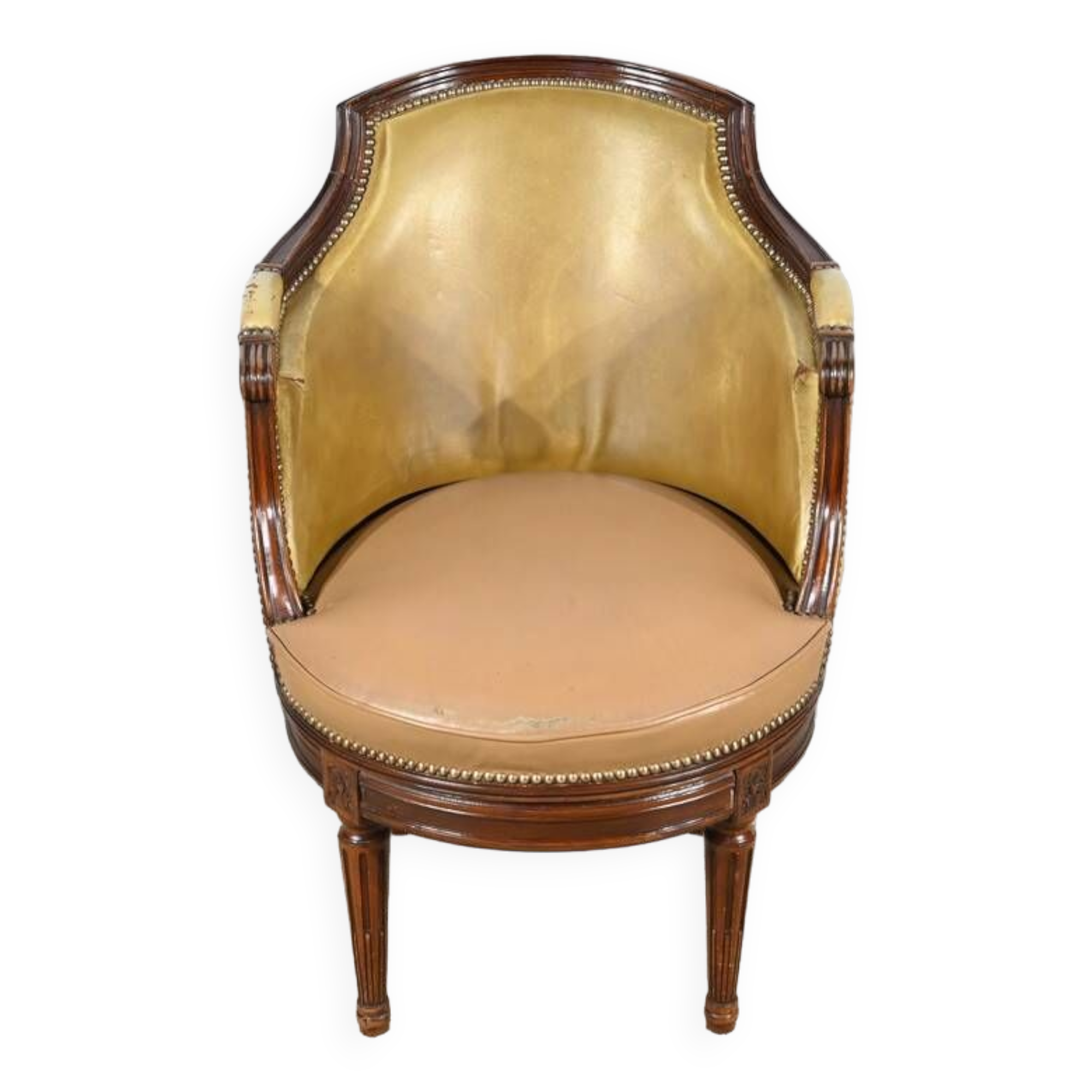Beech Swivel Office Armchair, Louis XVI style – Late 19th century