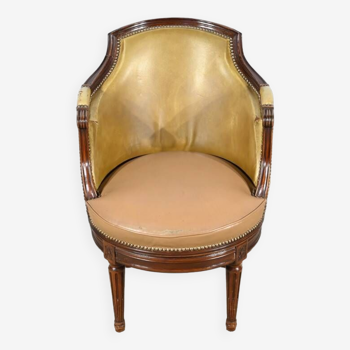 Beech Swivel Office Armchair, Louis XVI style – Late 19th century