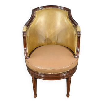 Fauteuil de Bureau Pivotant en Hêtre, style Louis XVI – Fin XIXe