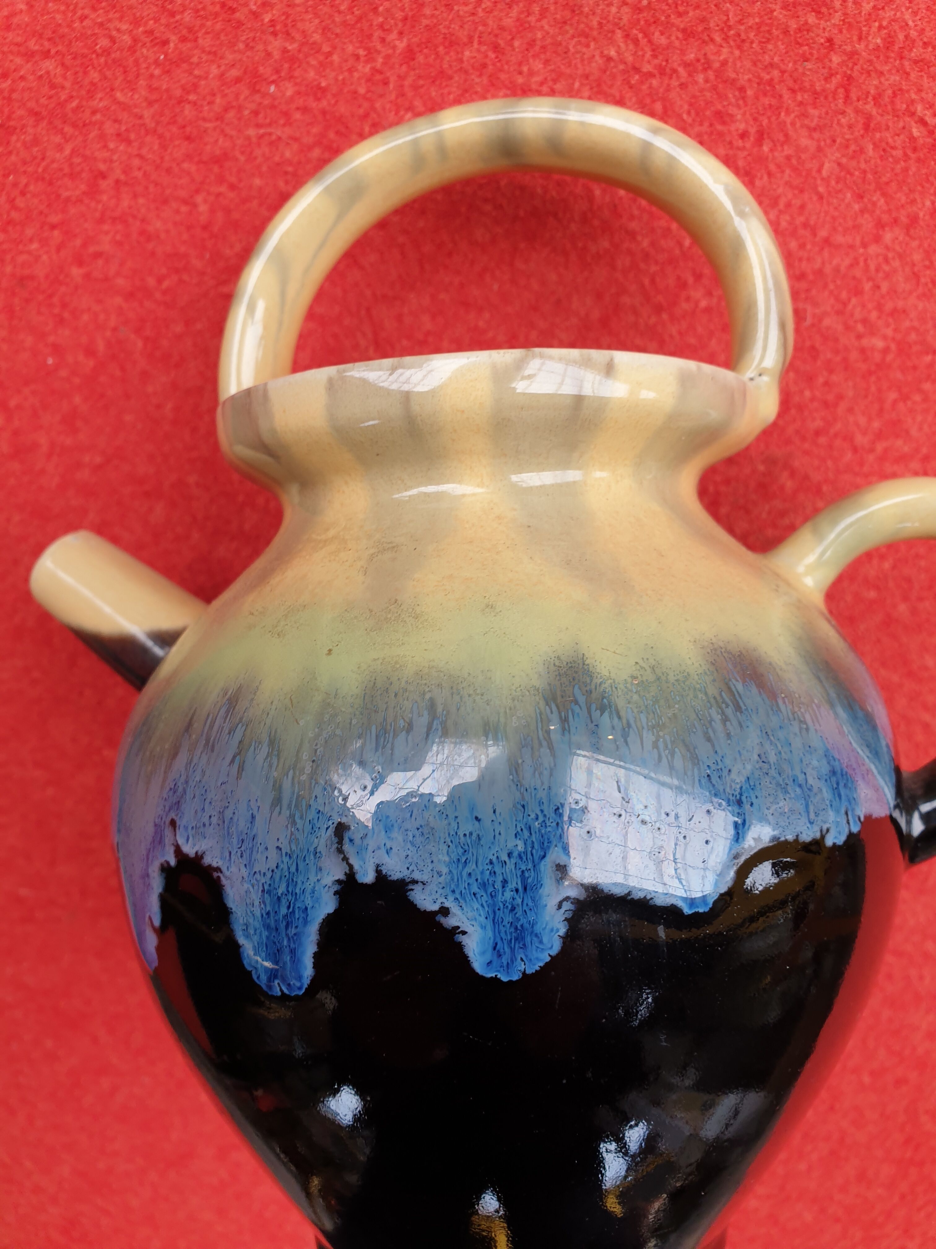 Pier Vase signed ALPHO flamed sandstone 1940s 1950s