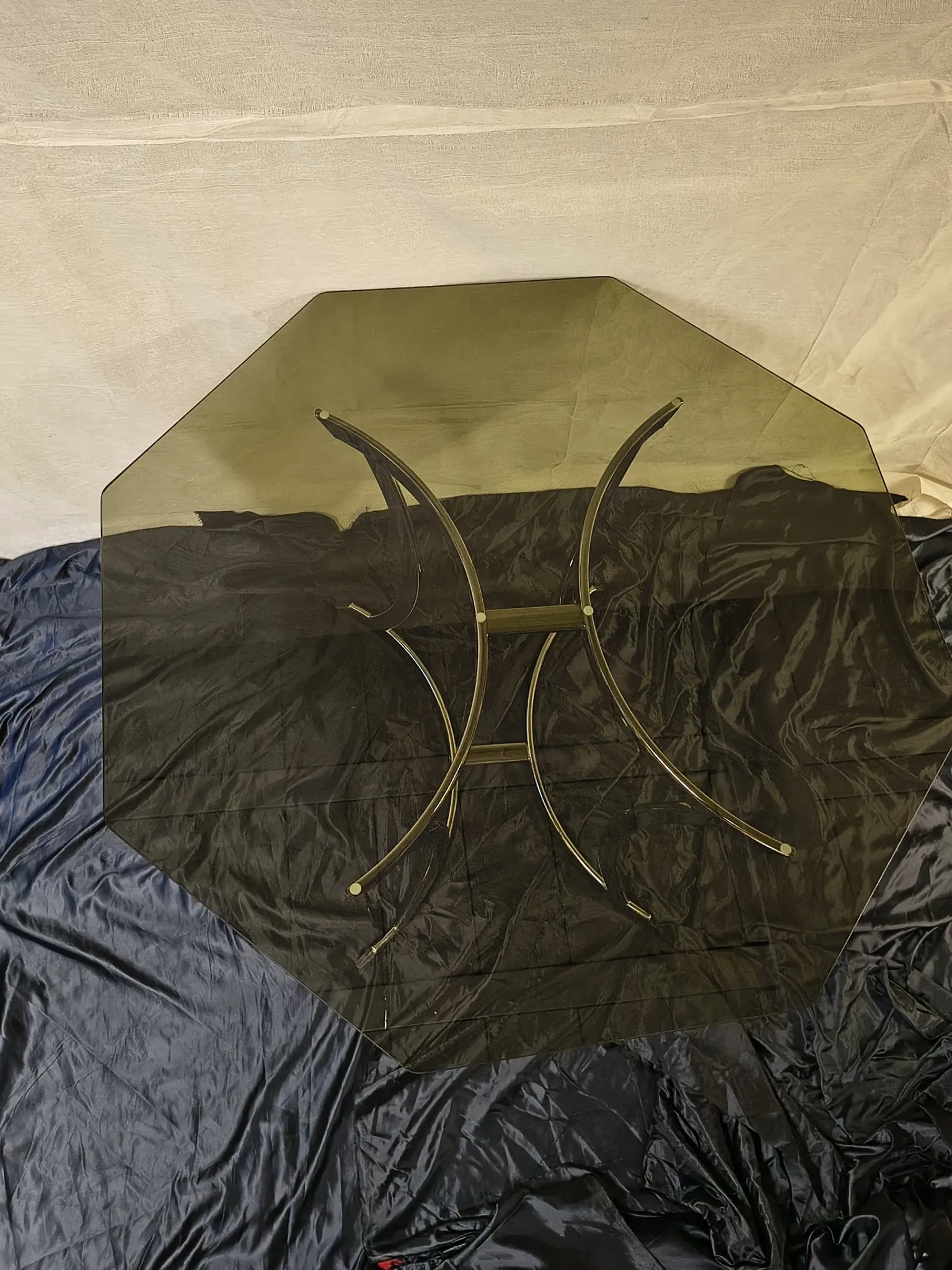 Smoked glass octagonal table from the early 1970s.