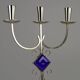 White Brass & Cobalt Blue Art Glass Candelabra by Gunnar Ander for Ystad-Metall — Sweden, 1960s