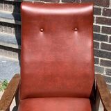 Vintage French Armchair in Leather, 1960s