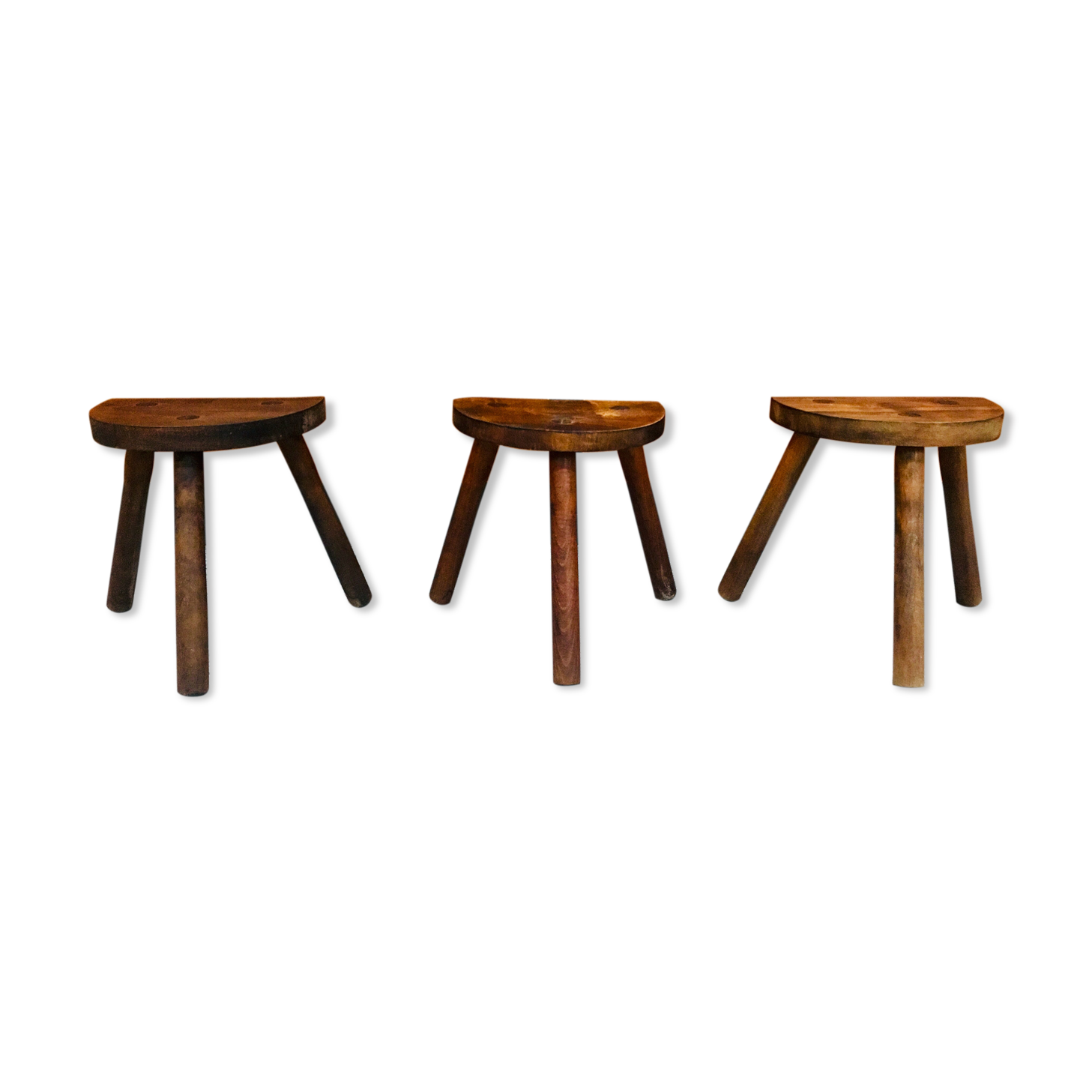 Set of 3 vintage tripod stools