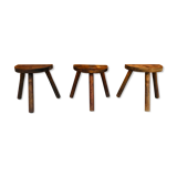 Set of 3 vintage tripod stools