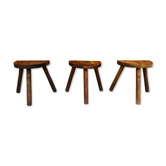 Set of 3 vintage tripod stools
