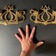 Large Art Nouveau gate handles in gilded brass/Arabesque handles