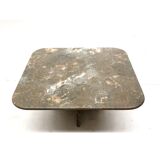 Square vintage natural stone coffee table from the 80s