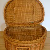 Half-moon rattan & wicker suitcase