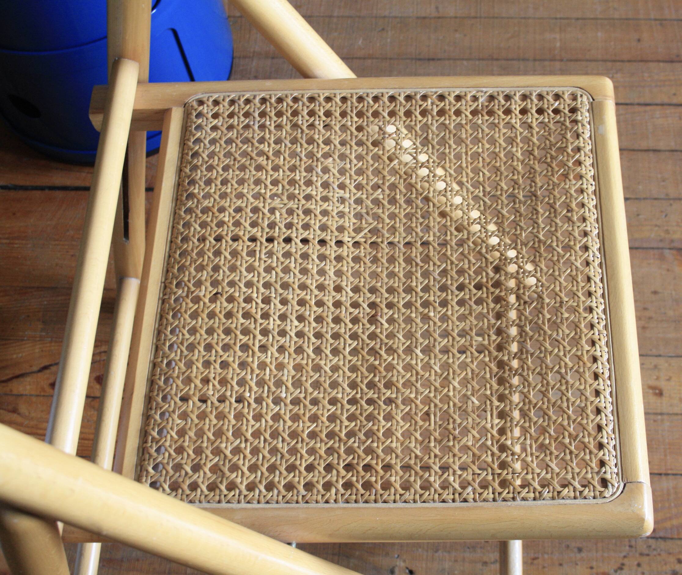 Chaise cannée pliante Habitat années 80