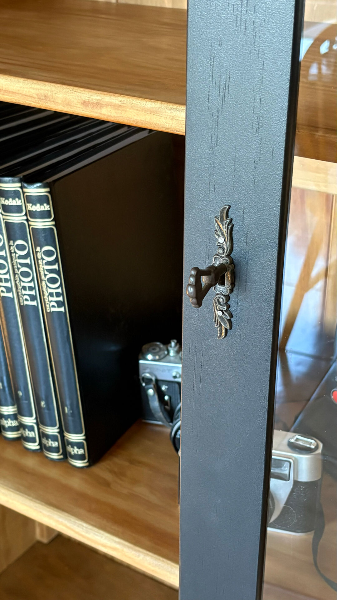 Black display cabinet