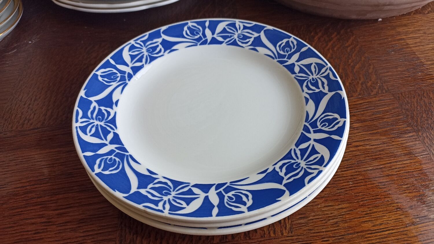 3 plates Digoin Sarreguemines Floral model