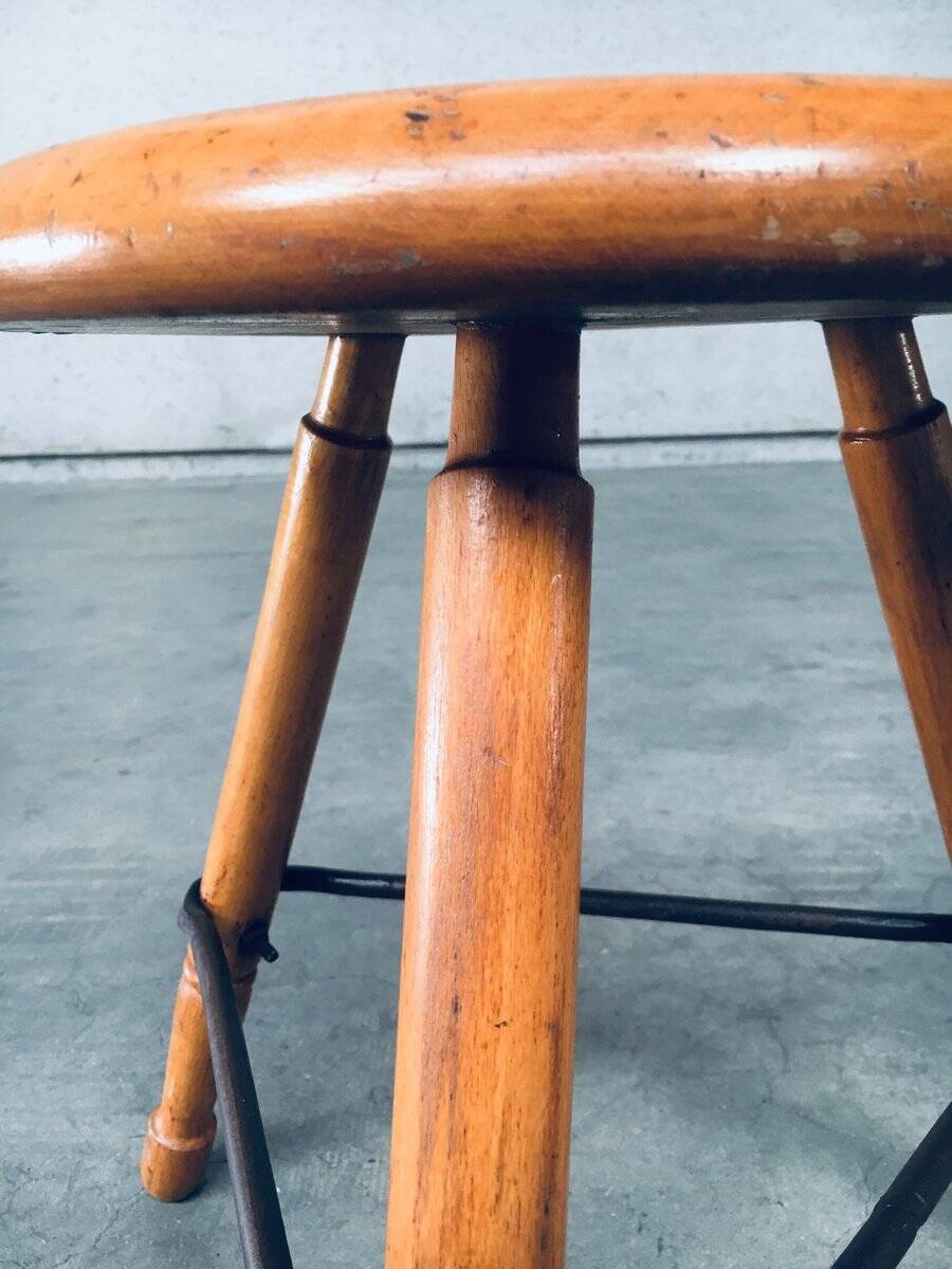 Industrial Low Tripod Stools, Belgium, 1950s, Set of 3