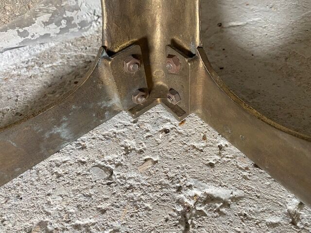 Onyx coffee table base vintage brass 1950