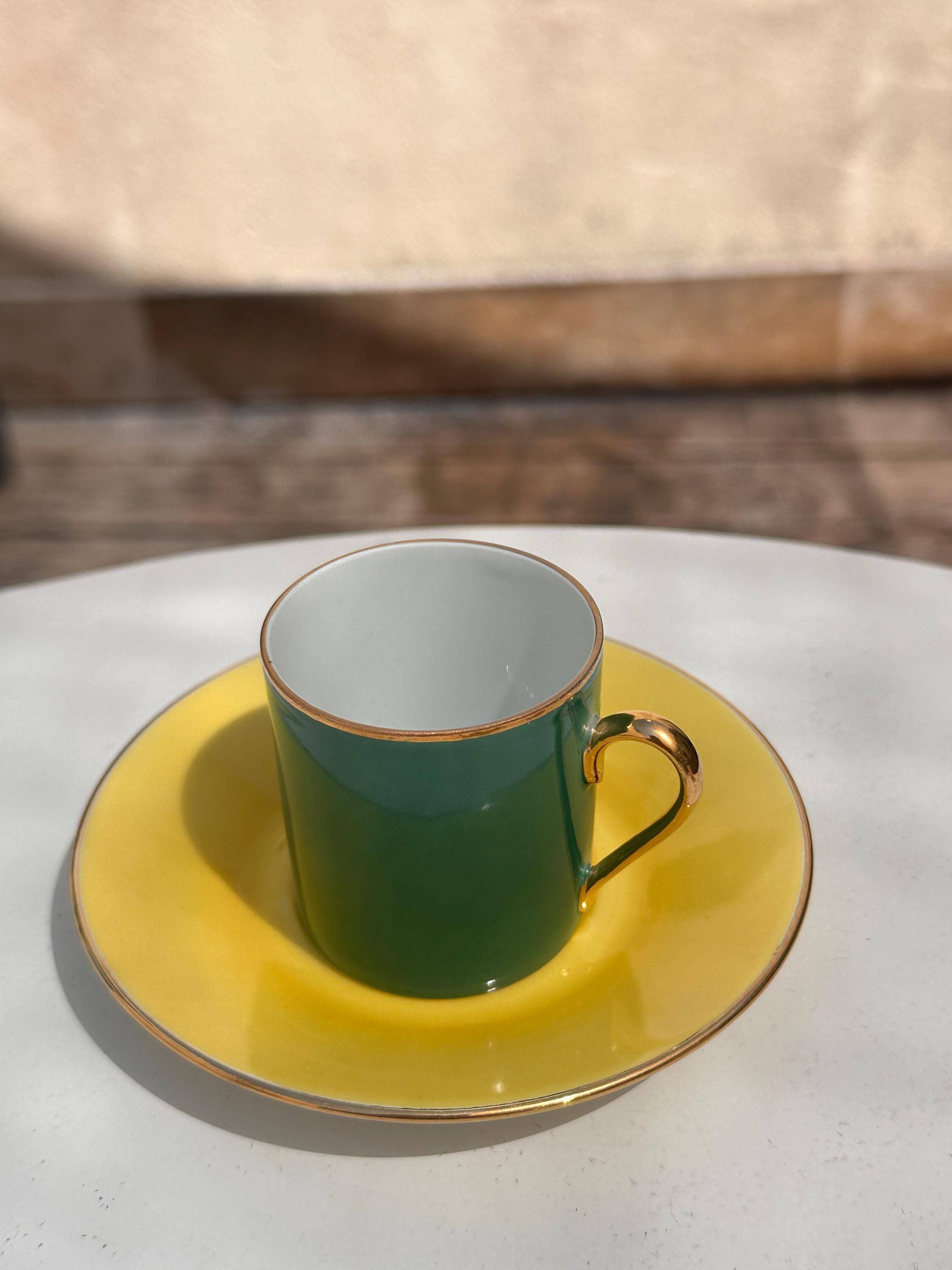 Vintage "Mix and Match" coffee cup set, Sologne porcelain
