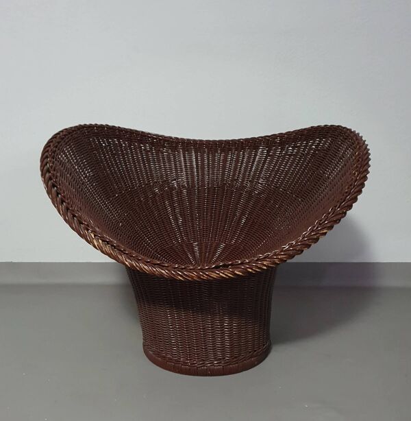 Authentique et très rare chaise en osier, modèle E20, conçue en 1957 par Egon Eiermann et produite par Heinrich Murmann. Présente des traces d'utilisation.