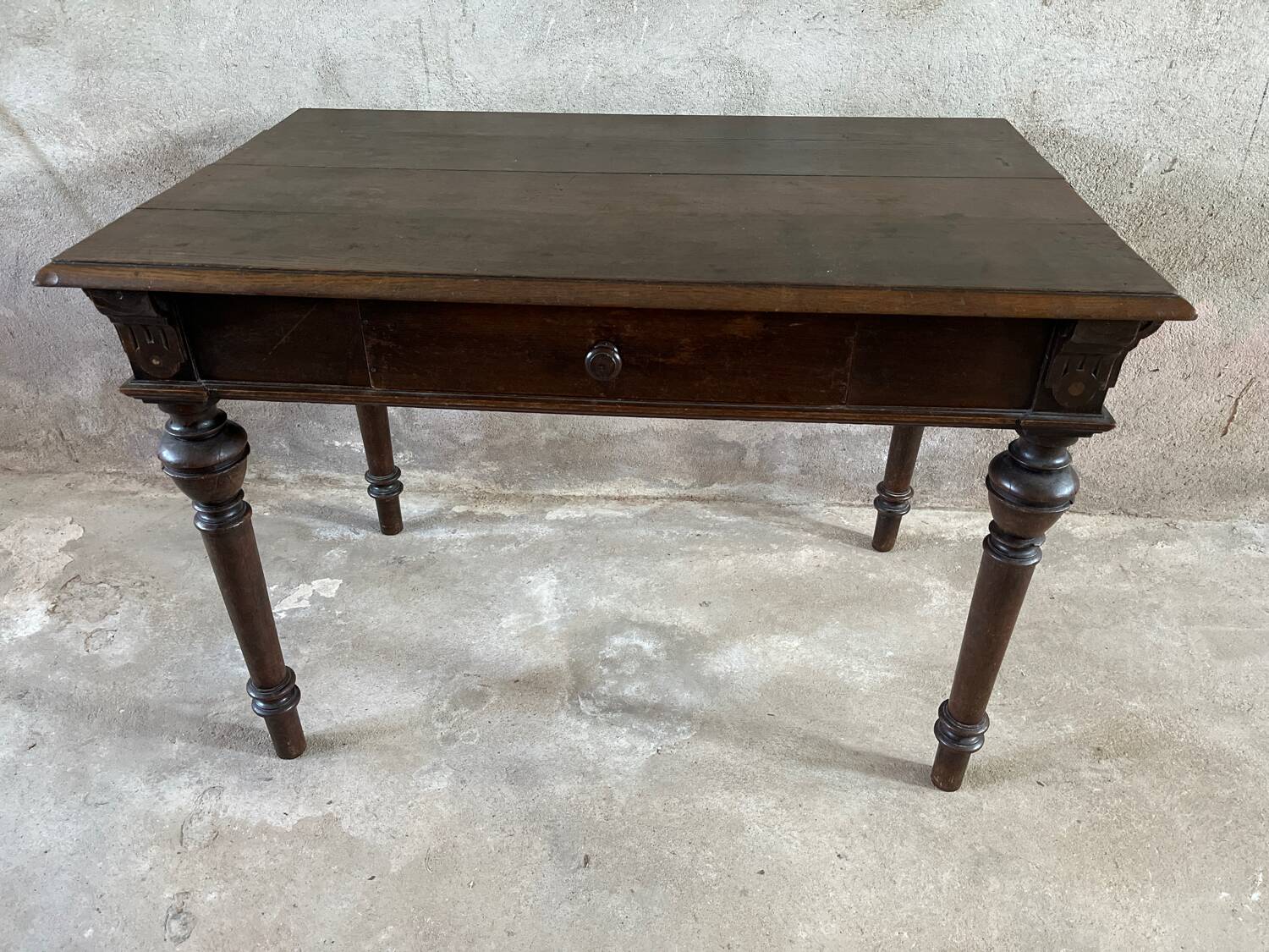 Antique 1-drawer desk in Henri II style