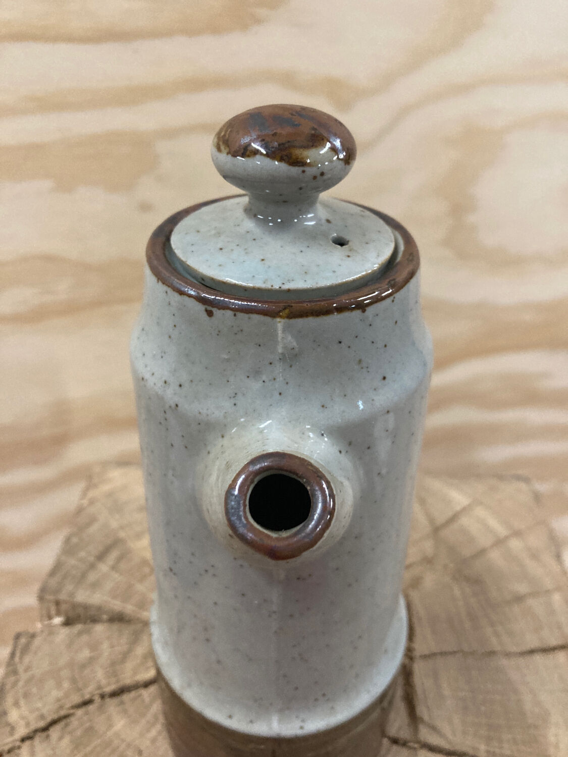 Japanese teapot in gray and brown stoneware