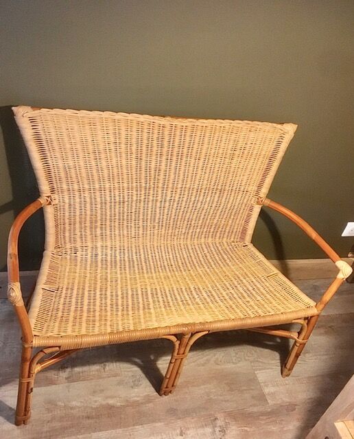 Vintage rattan armchair bench