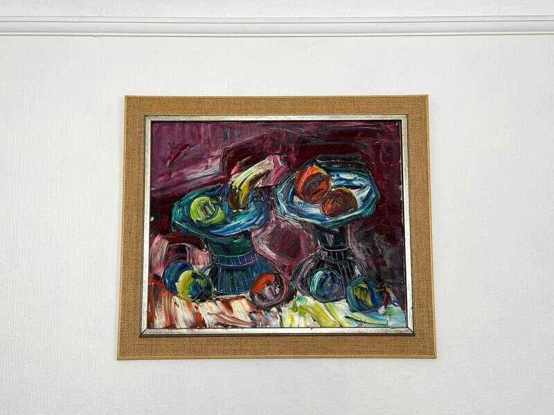 Original mid-century European oil on canvas – “Still Life” by Roy – dated 1969 – vintage & framed – 75 × 64 cm (29.5" × 25.2")