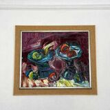 Original mid-century European oil on canvas – “Still Life” by Roy – dated 1969 – vintage & framed – 75 × 64 cm (29.5" × 25.2")