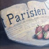 Old painting still life strawberries and diary of F. Vernet