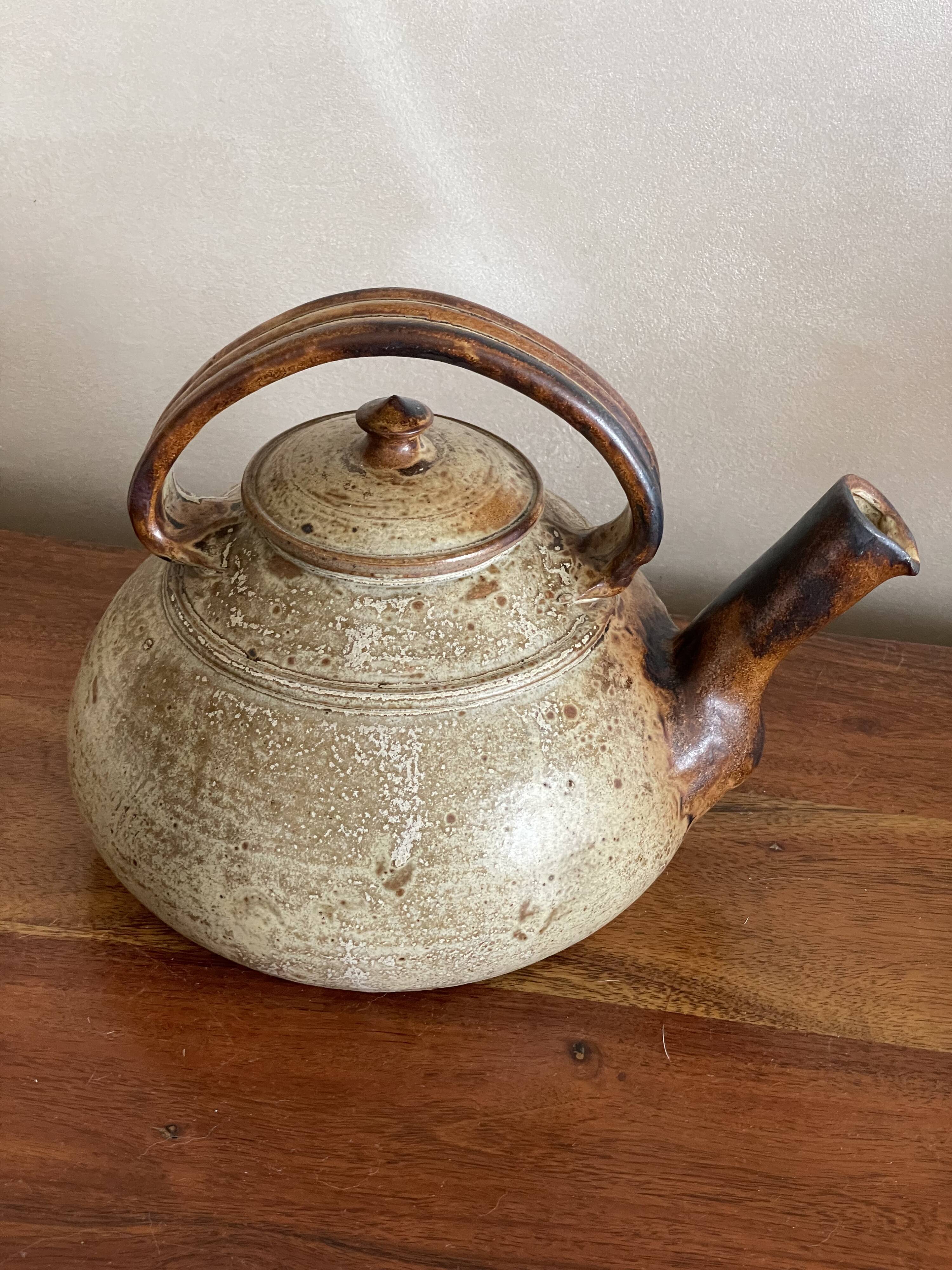 Pyrity sandstone teapot Signed JP