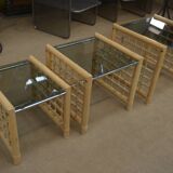 Set of 3 bamboo nesting tables 1960