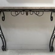 Art Deco console in hammered wrought iron, 20th century.