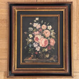 Oil on canvas by Henri Bonhotal - floral still life