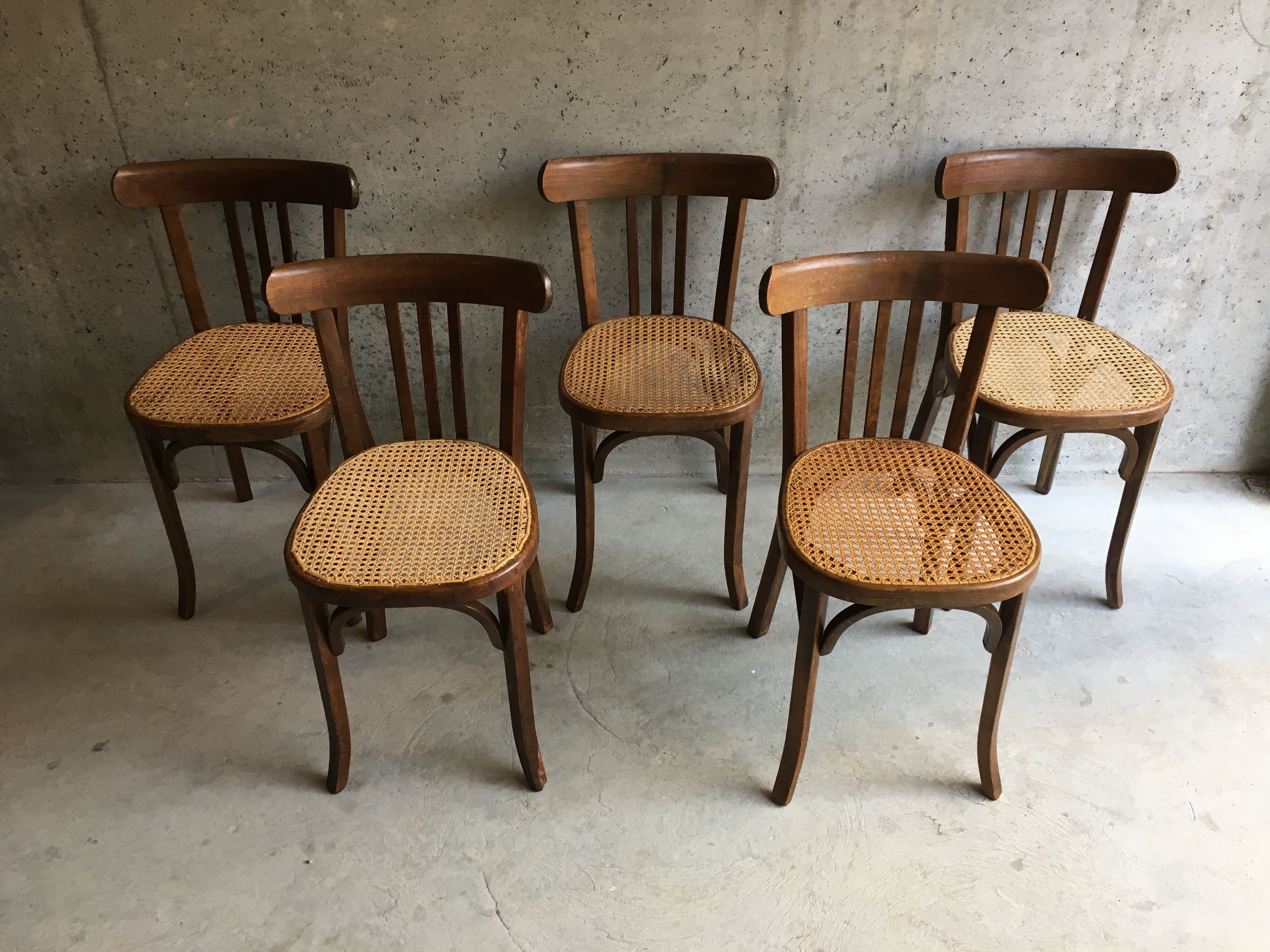 Set of 5 canned Baumann chairs