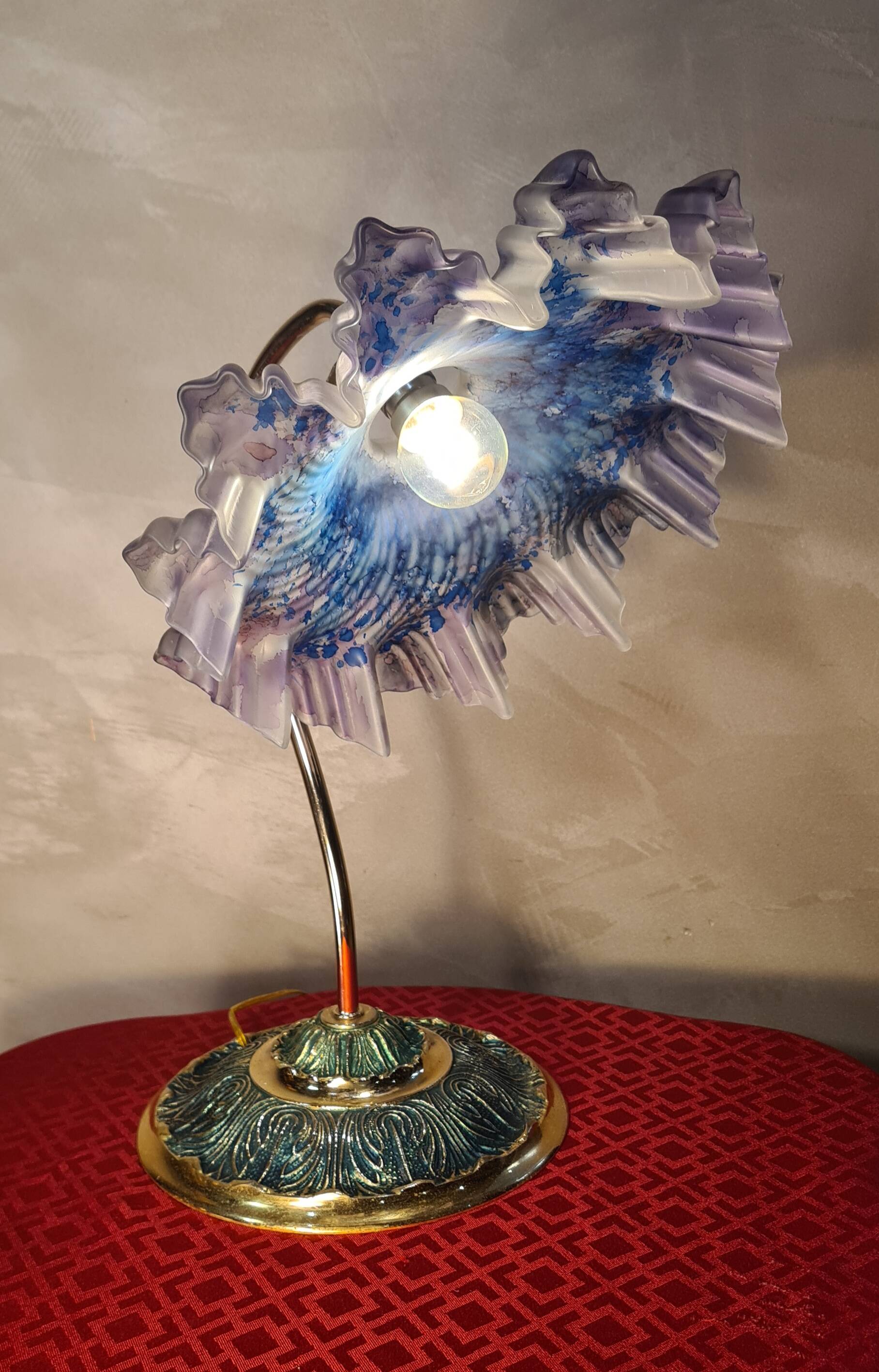 Art Nouveau lamp with Neo Classic lace shade 40x35