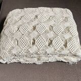 Old ecru white bedspread