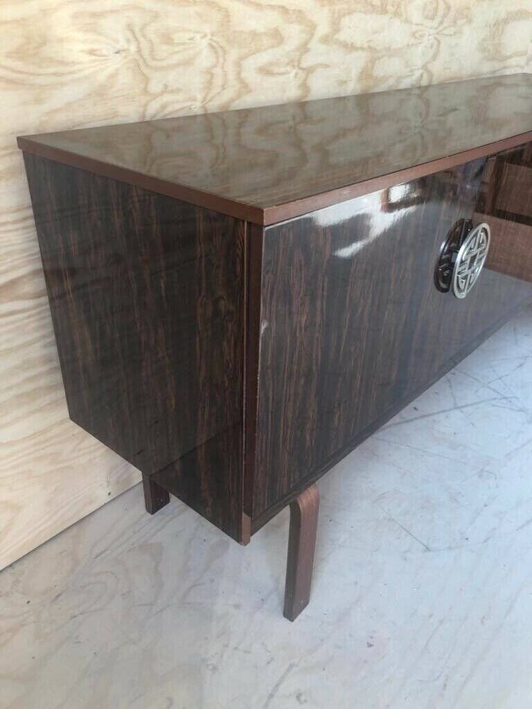 Enfilade palissandre noire Schreiber 1962, 3 tiroirs et armoire, style Mid‑Century